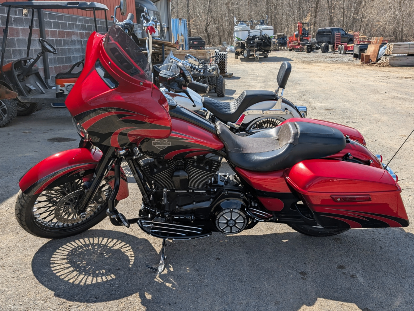 Red Harley bagger ceramic coated